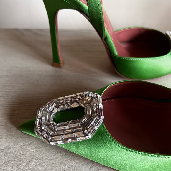COPY - Amina Muaddi Camelia Silk Slingback Pumps - Picture 6 of 9